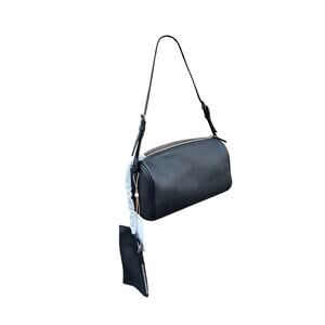 Quince Italian Leather Mini Barrel Shoulder Bag with Wallet in Black